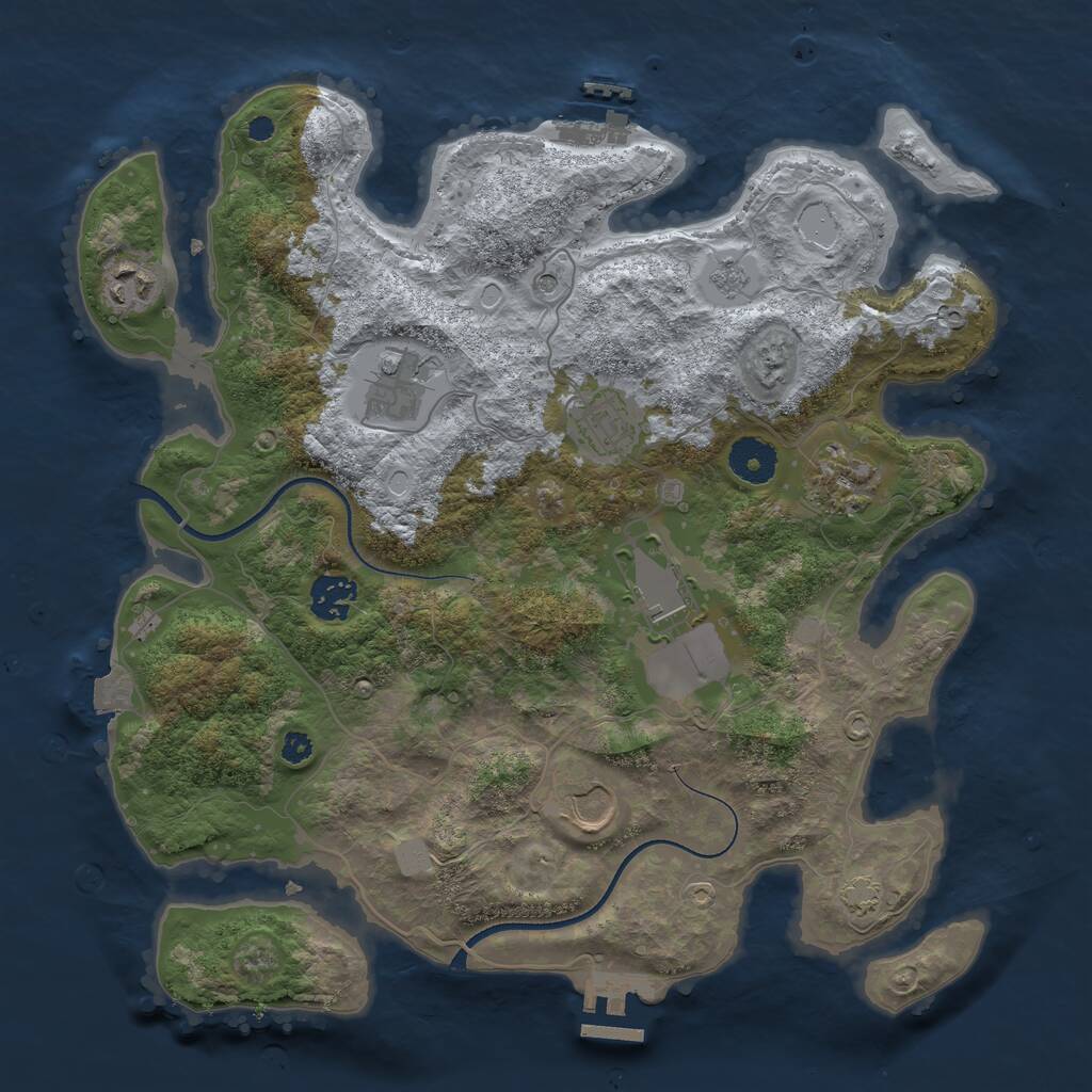 Rust Map: Procedural Map, Size: 3500, Seed: 53871643, 13 Monuments