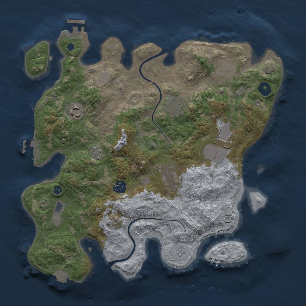 Rust Map: Procedural Map, Size: 3500, Seed: 1325115281, 13 Monuments