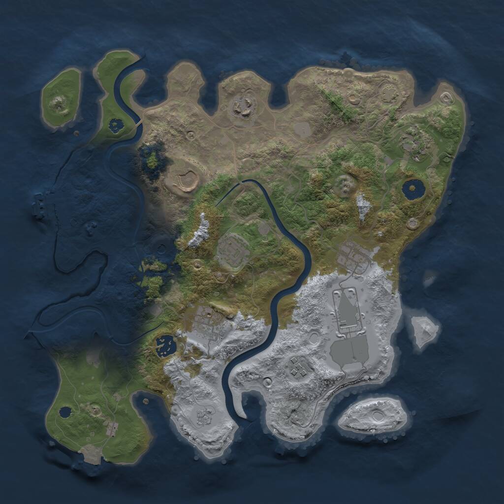Rust Map: Procedural Map, Size: 3500, Seed: 1325115281, 14 Monuments