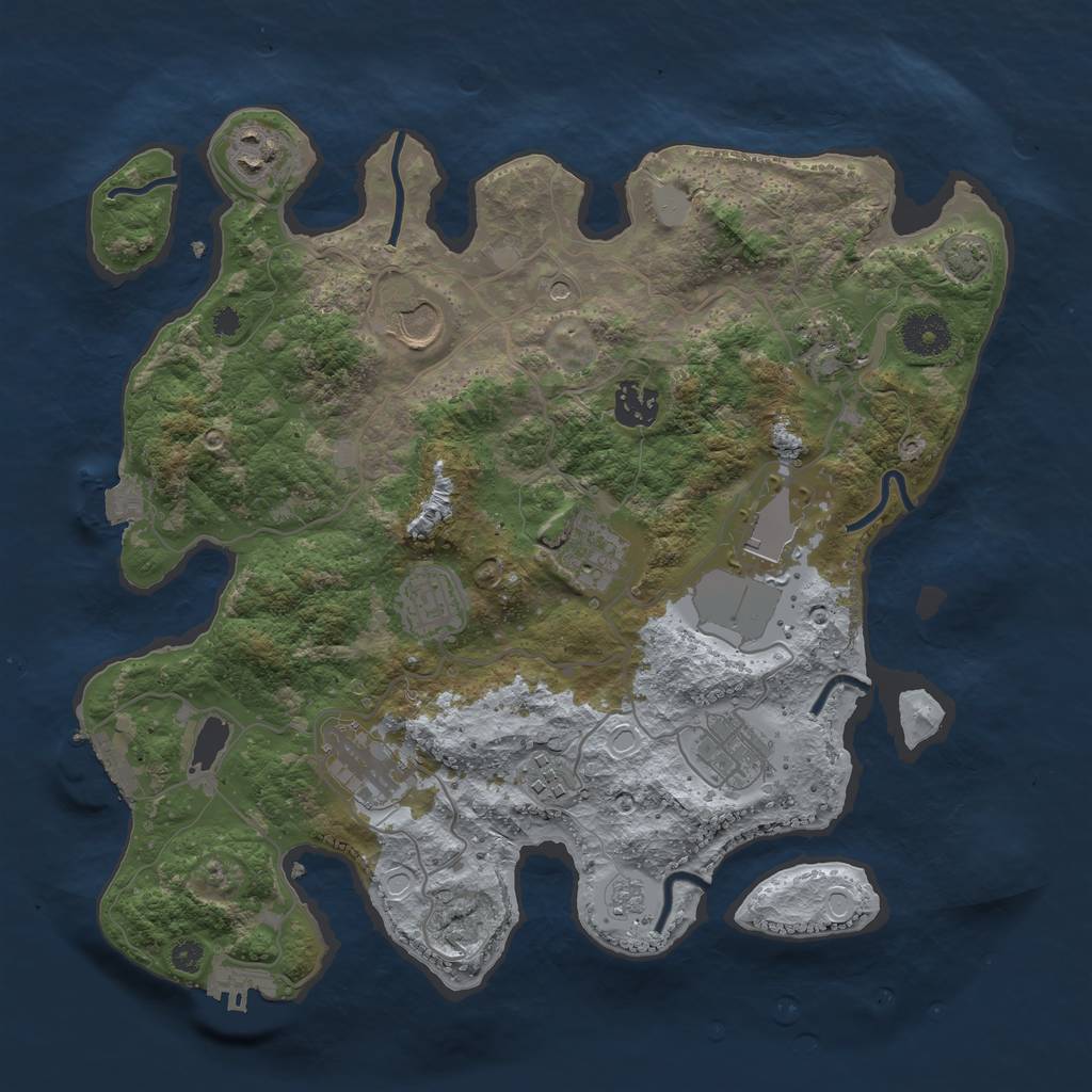 Rust Map: Procedural Map, Size: 3500, Seed: 1325115281, 18 Monuments