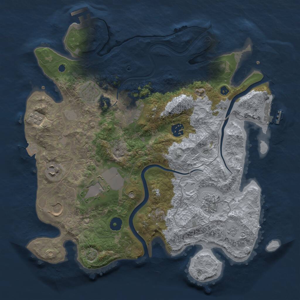 Rust Map: Procedural Map, Size: 3500, Seed: 103567850, 14 Monuments