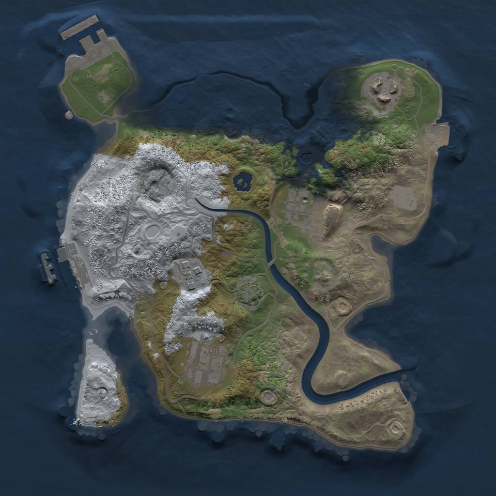 Rust Map: Procedural Map, Size: 2500, Seed: 8758758, 9 Monuments