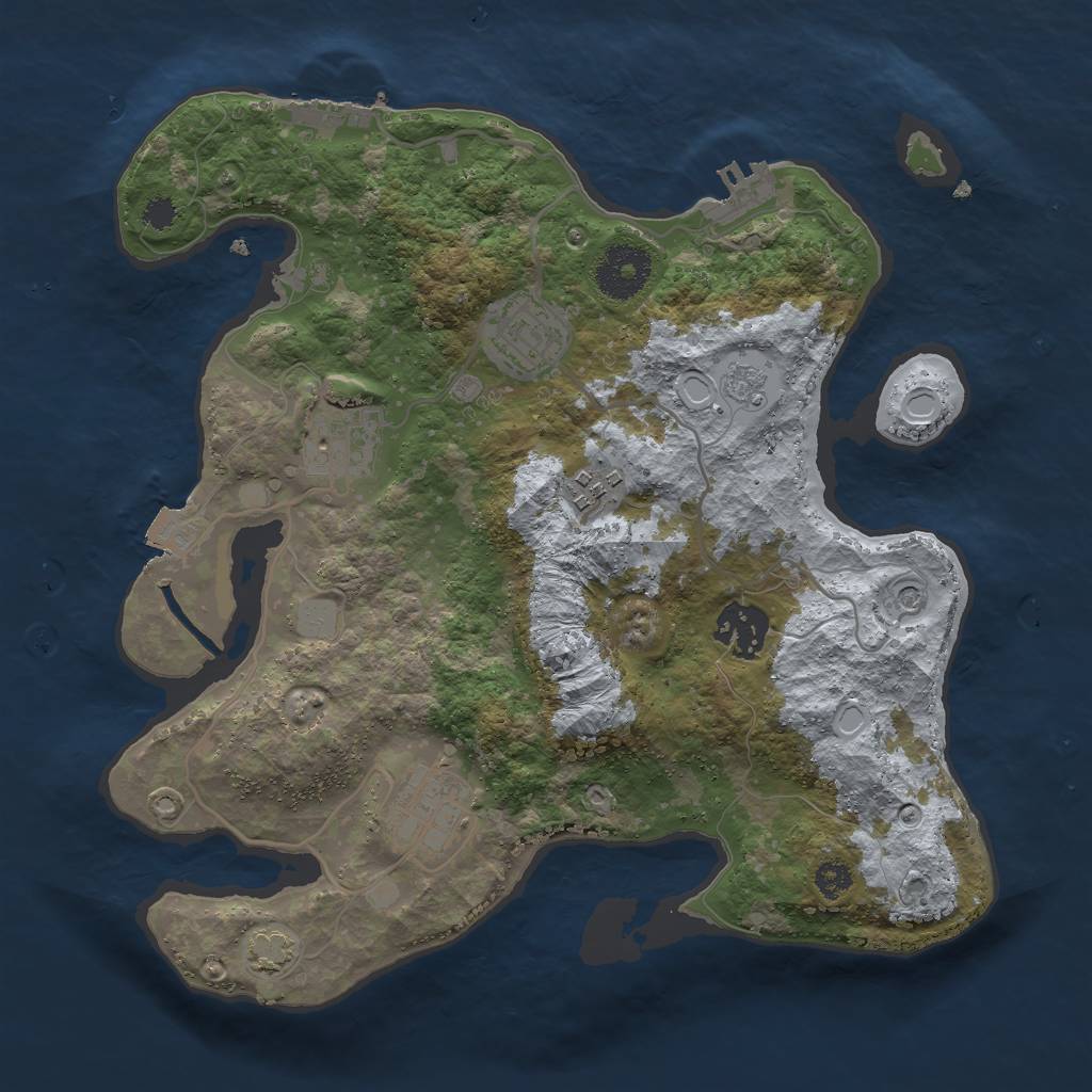 Rust Map: Procedural Map, Size: 3000, Seed: 82697843, 13 Monuments