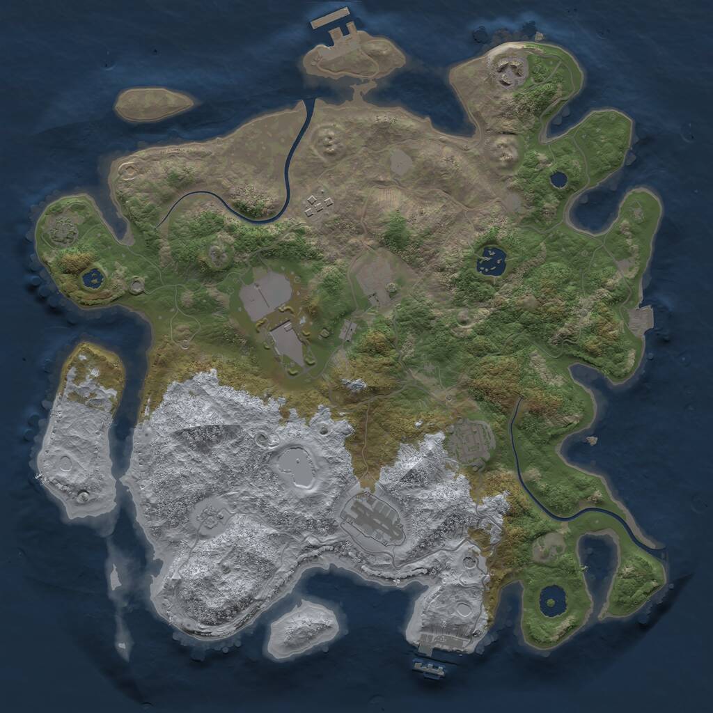 Rust Map: Procedural Map, Size: 3600, Seed: 67950499, 13 Monuments