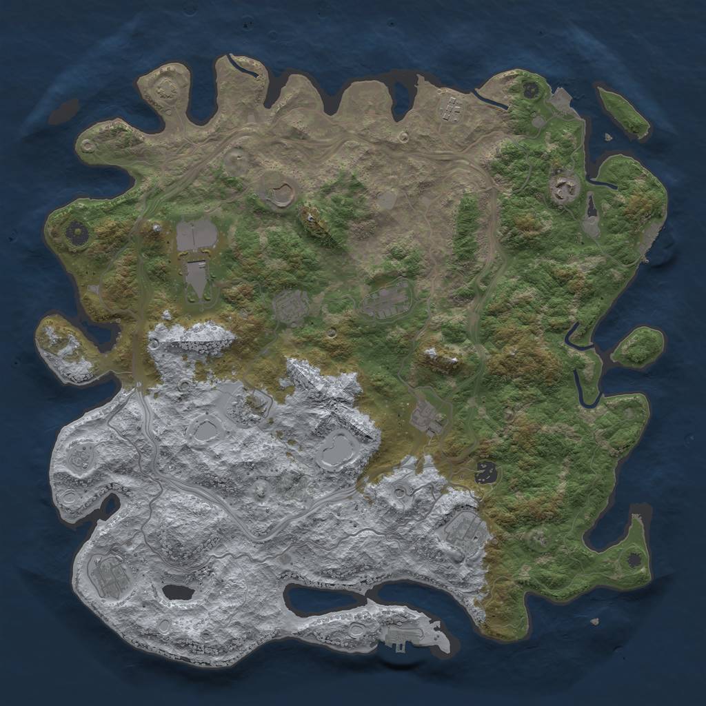 Rust Map: Procedural Map, Size: 4500, Seed: 1231572897, 19 Monuments