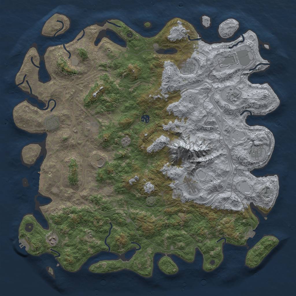 Rust Map: Procedural Map, Size: 5000, Seed: 489134471, 19 Monuments