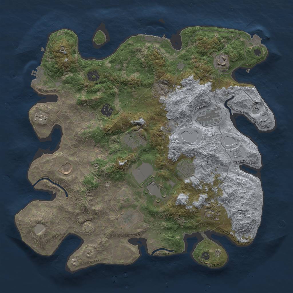 Rust Map: Procedural Map, Size: 3700, Seed: 905748735, 18 Monuments