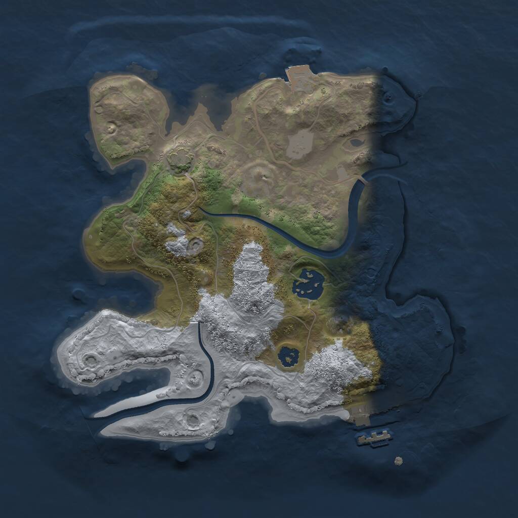 Rust Map: Procedural Map, Size: 2500, Seed: 1250742266, 4 Monuments