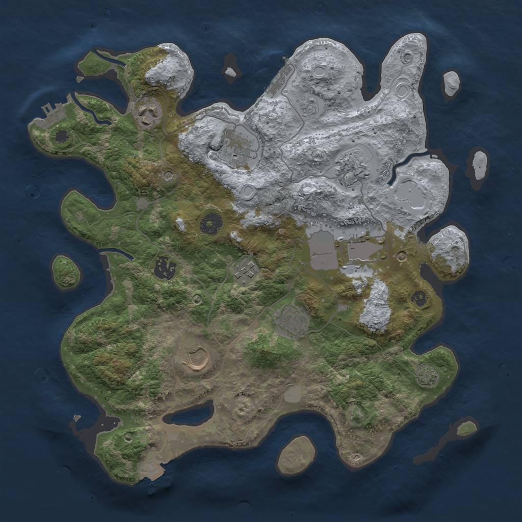 Rust Map: Procedural Map, Size: 3500, Seed: 1418464617, 16 Monuments