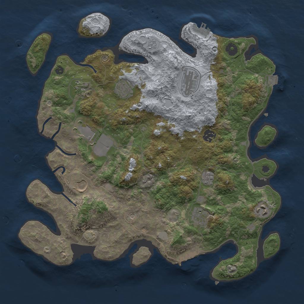 Rust Map: Procedural Map, Size: 3750, Seed: 59468456, 17 Monuments
