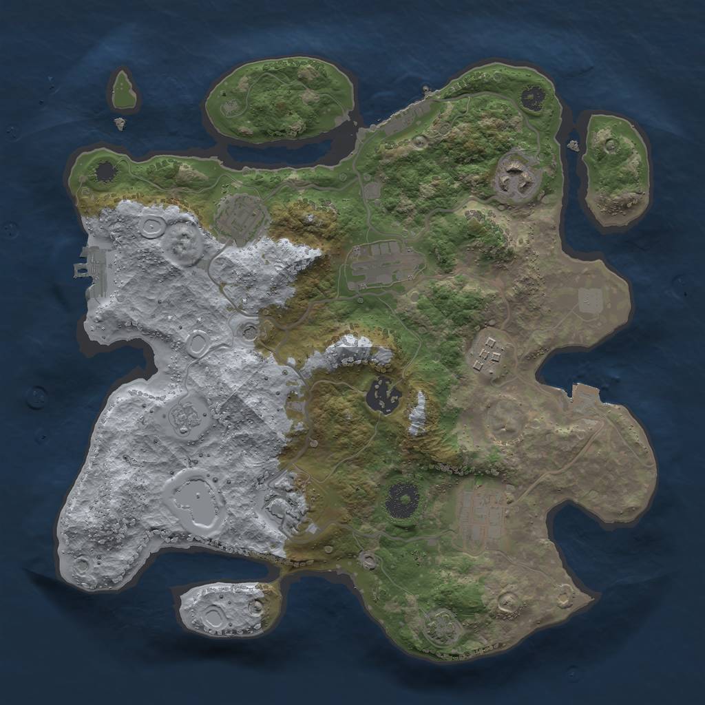 Rust Map: Procedural Map, Size: 3000, Seed: 2074374784, 15 Monuments