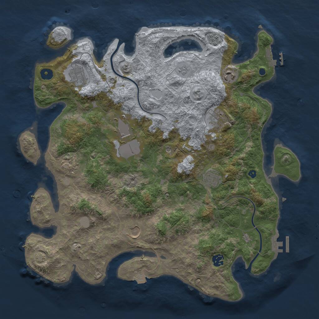Rust Map: Procedural Map, Size: 3950, Seed: 142925957, 15 Monuments