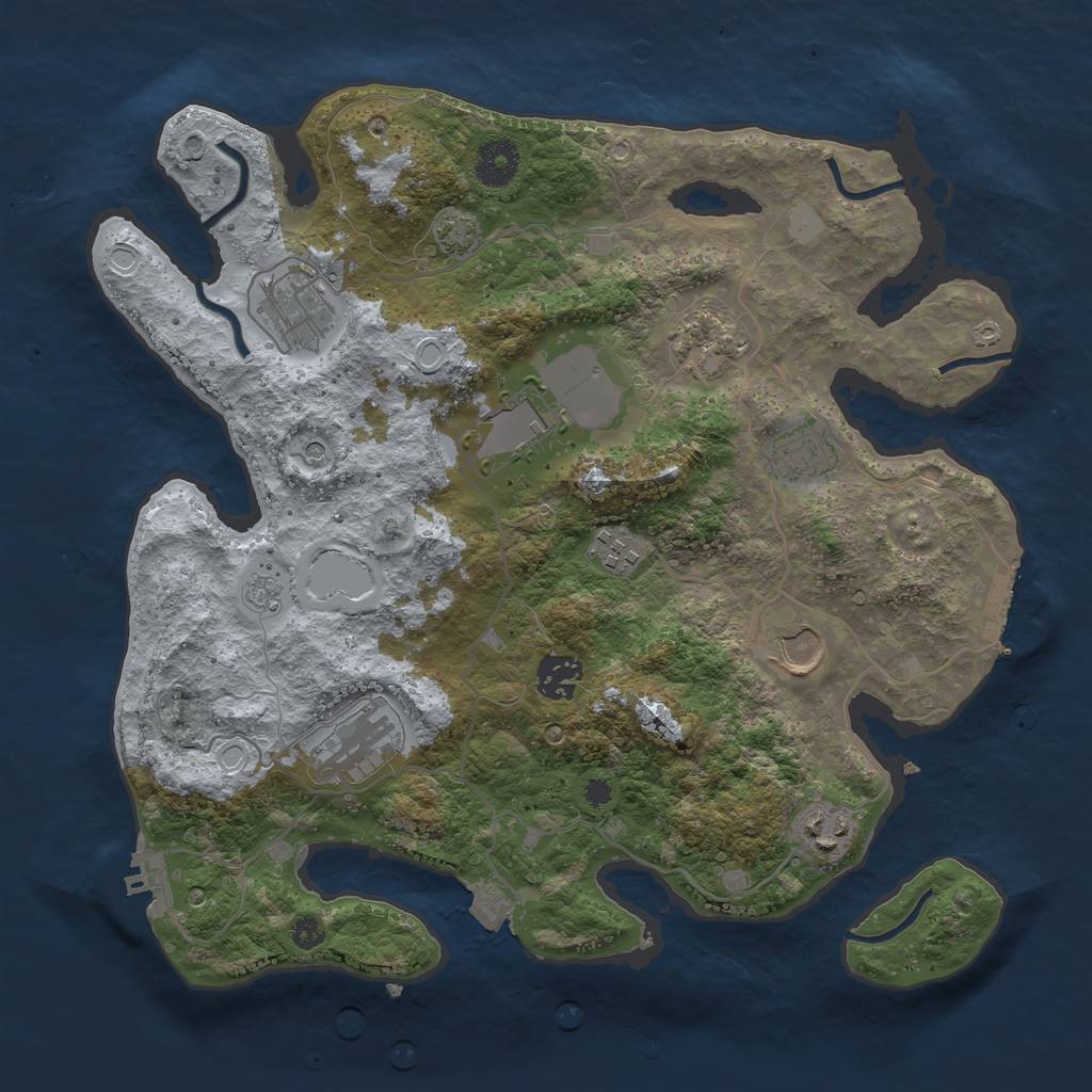 Rust Map: Procedural Map, Size: 3500, Seed: 311389274, 17 Monuments