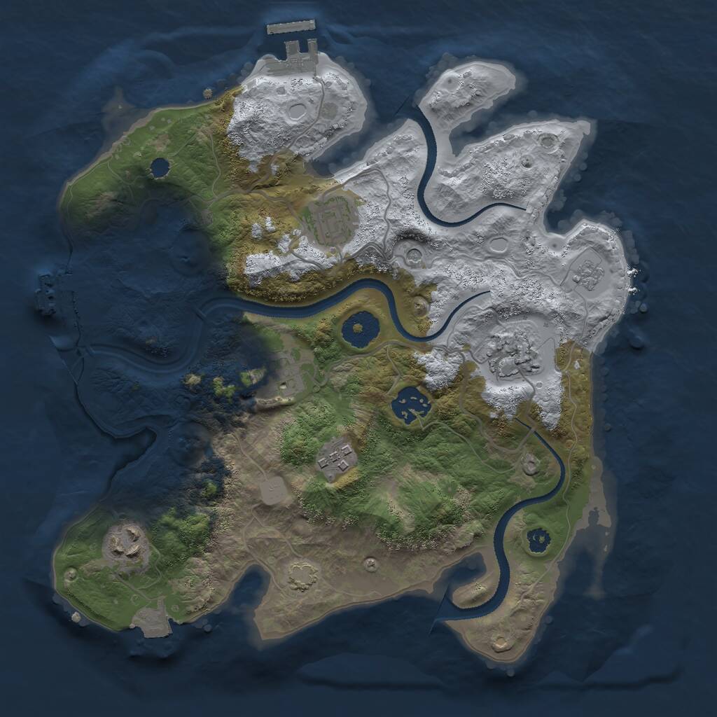 Rust Map: Procedural Map, Size: 3000, Seed: 1578631067, 12 Monuments