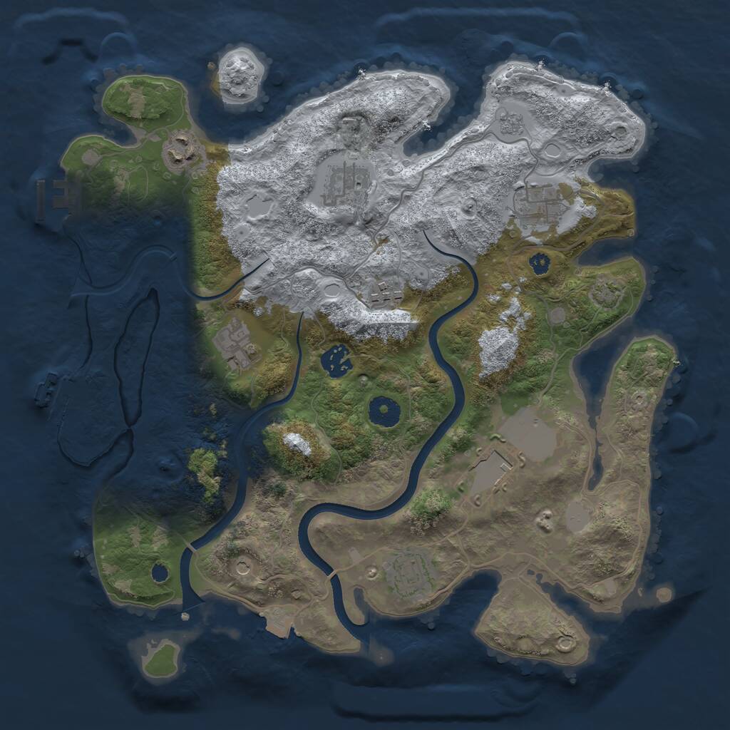 Rust Map: Procedural Map, Size: 3500, Seed: 28673, 14 Monuments