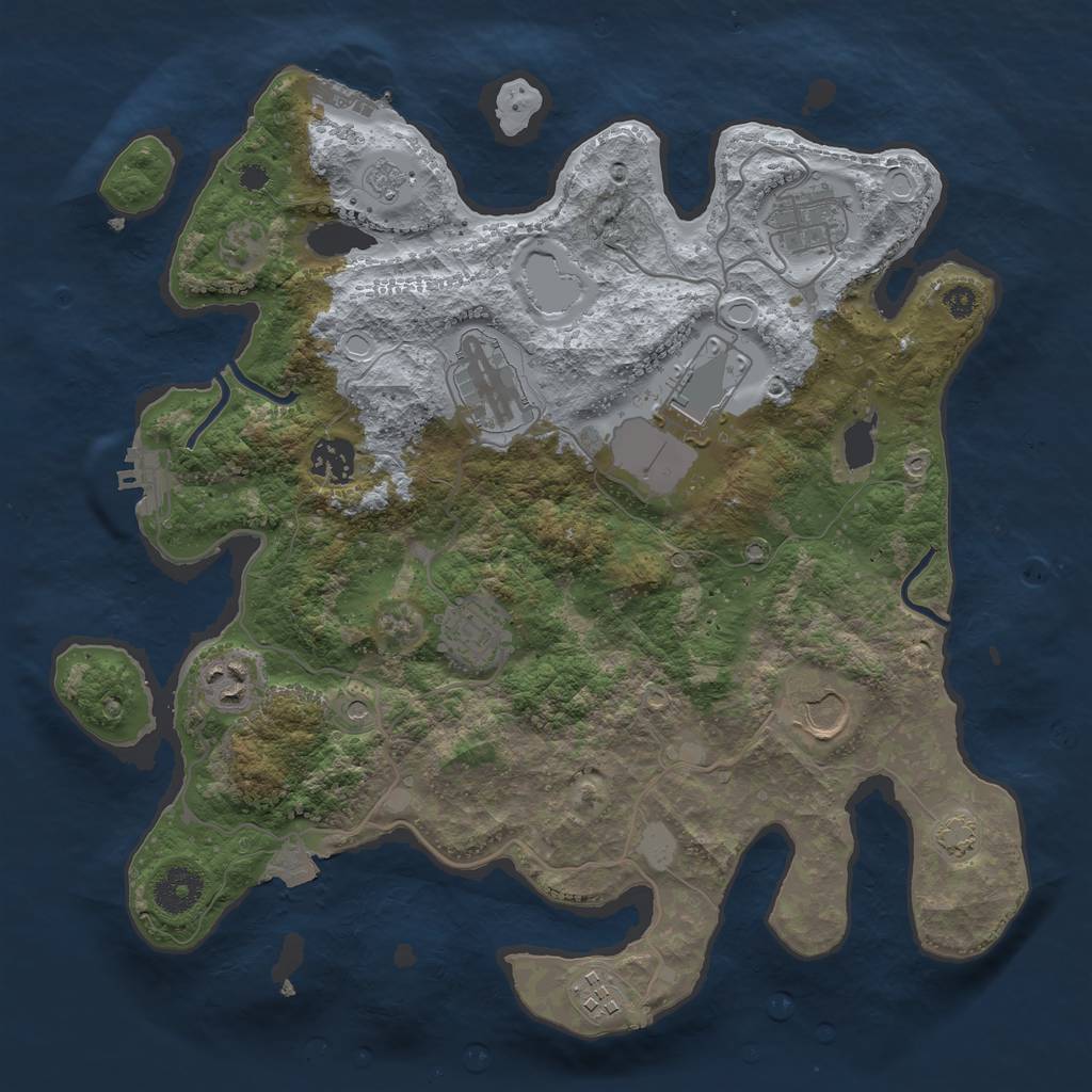 Rust Map: Procedural Map, Size: 3500, Seed: 573729463, 16 Monuments