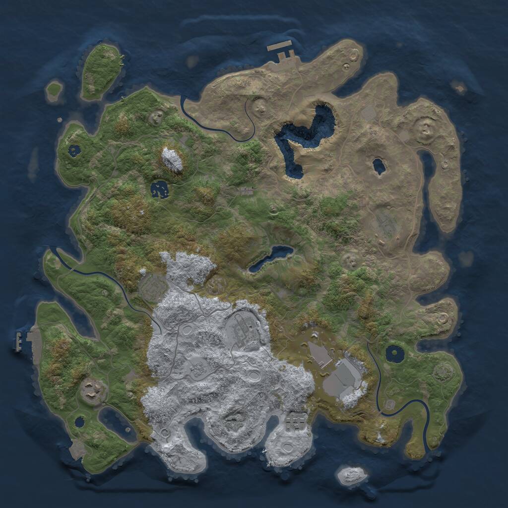 Rust Map: Procedural Map, Size: 4100, Seed: 85976475, 13 Monuments