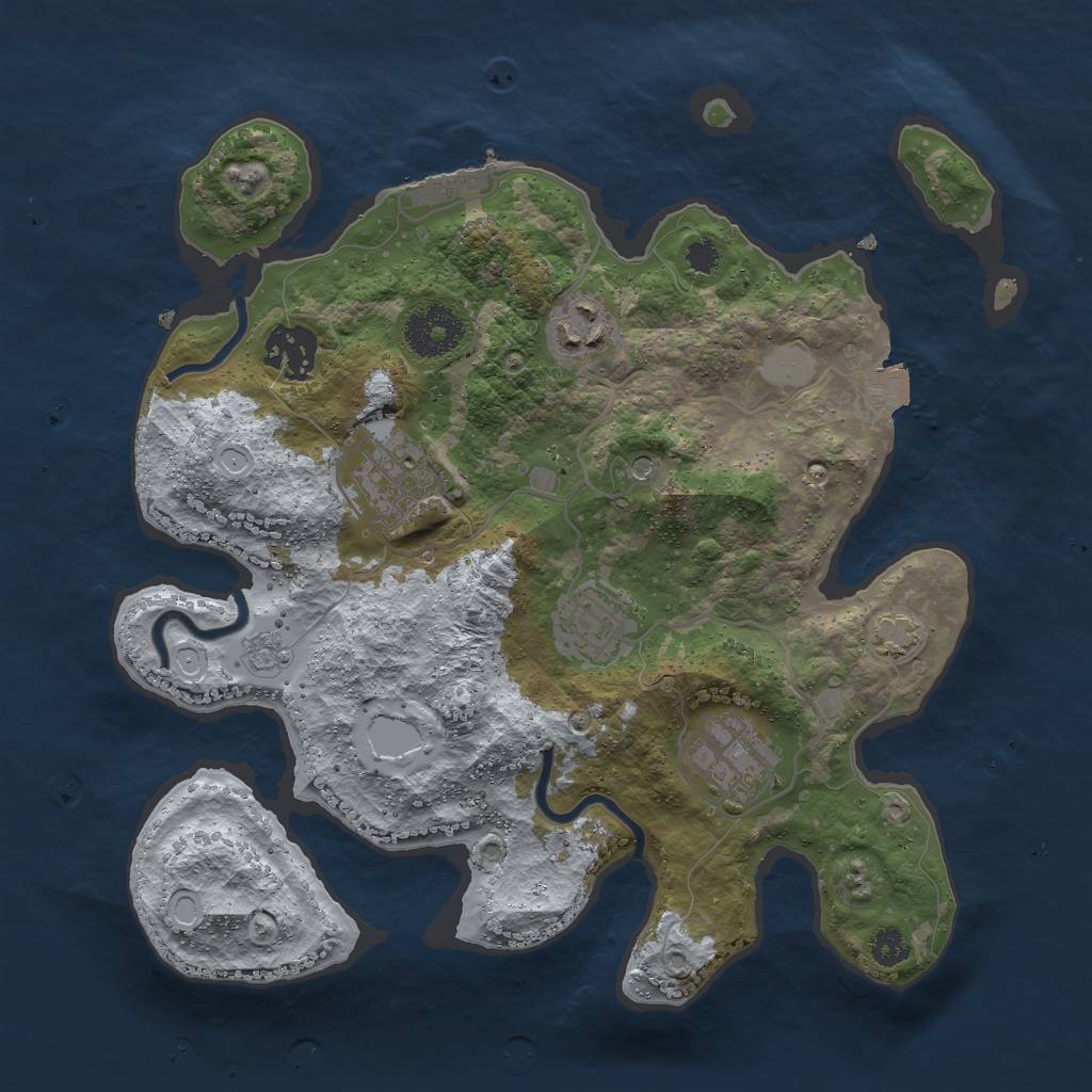 Rust Map: Procedural Map, Size: 3000, Seed: 27863, 12 Monuments