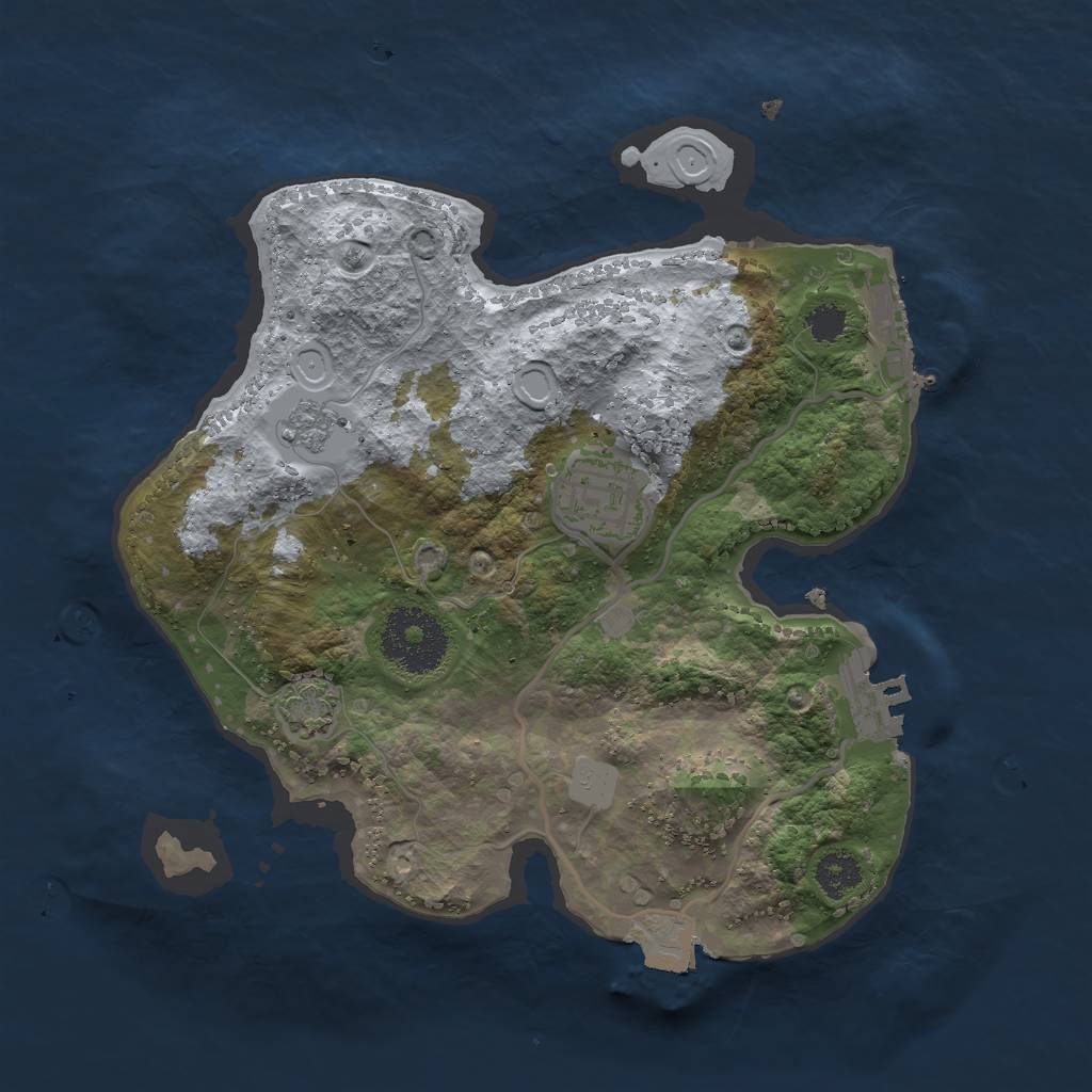 Rust Map: Procedural Map, Size: 2500, Seed: 3401397, 8 Monuments