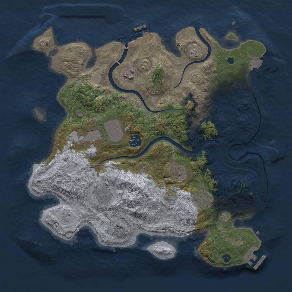 Rust Map: Procedural Map, Size: 3500, Seed: 124124124, 13 Monuments