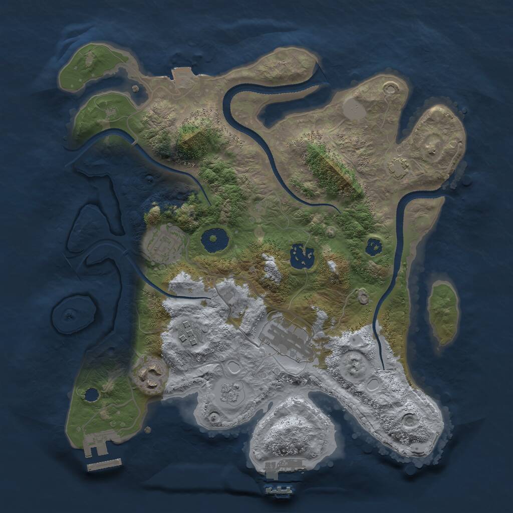 Rust Map: Procedural Map, Size: 3000, Seed: 9058372, 10 Monuments