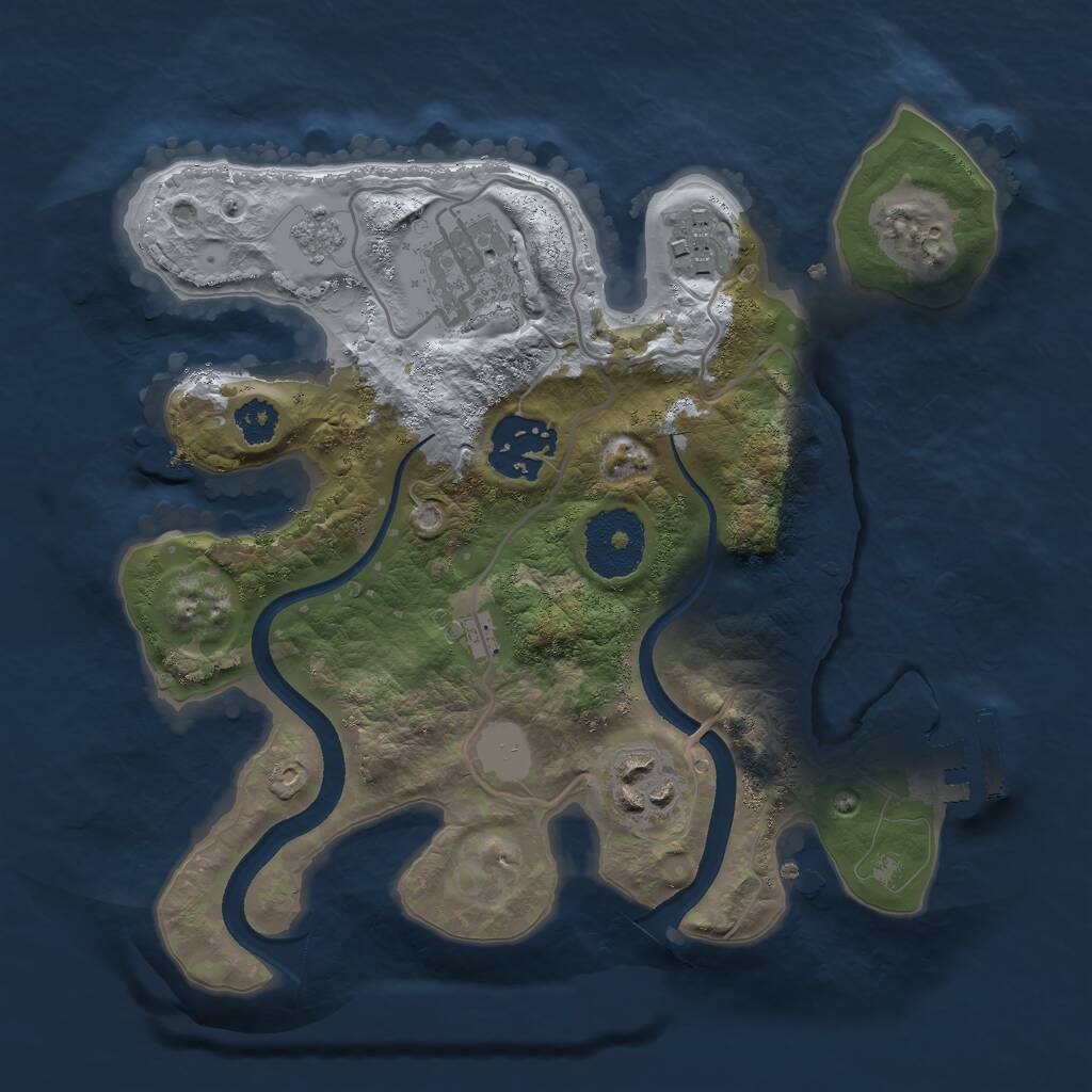 Rust Map: Procedural Map, Size: 2500, Seed: 719106384, 7 Monuments