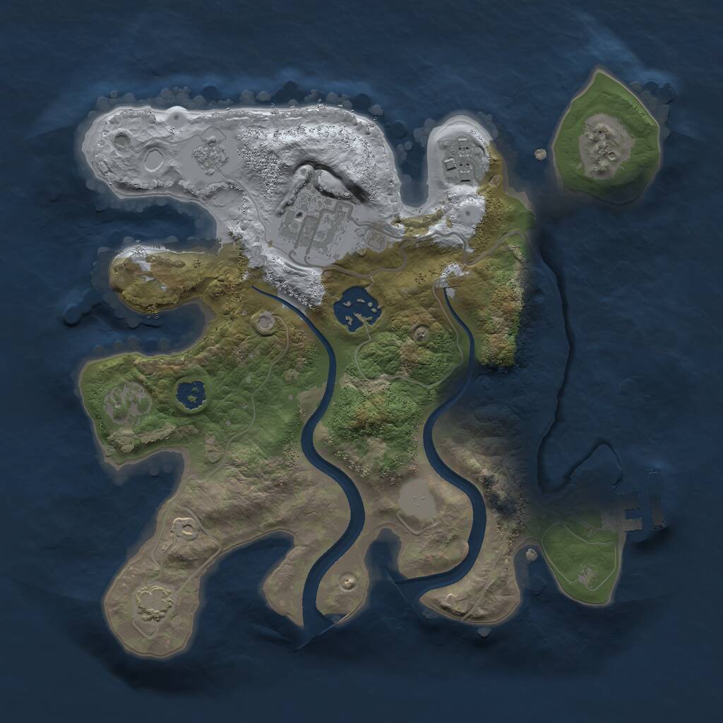 Rust Map: Procedural Map, Size: 2500, Seed: 719106384, 7 Monuments