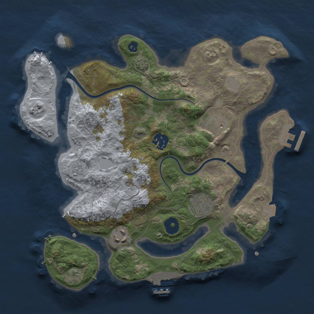 Rust Map: Procedural Map, Size: 3000, Seed: 75464, 10 Monuments