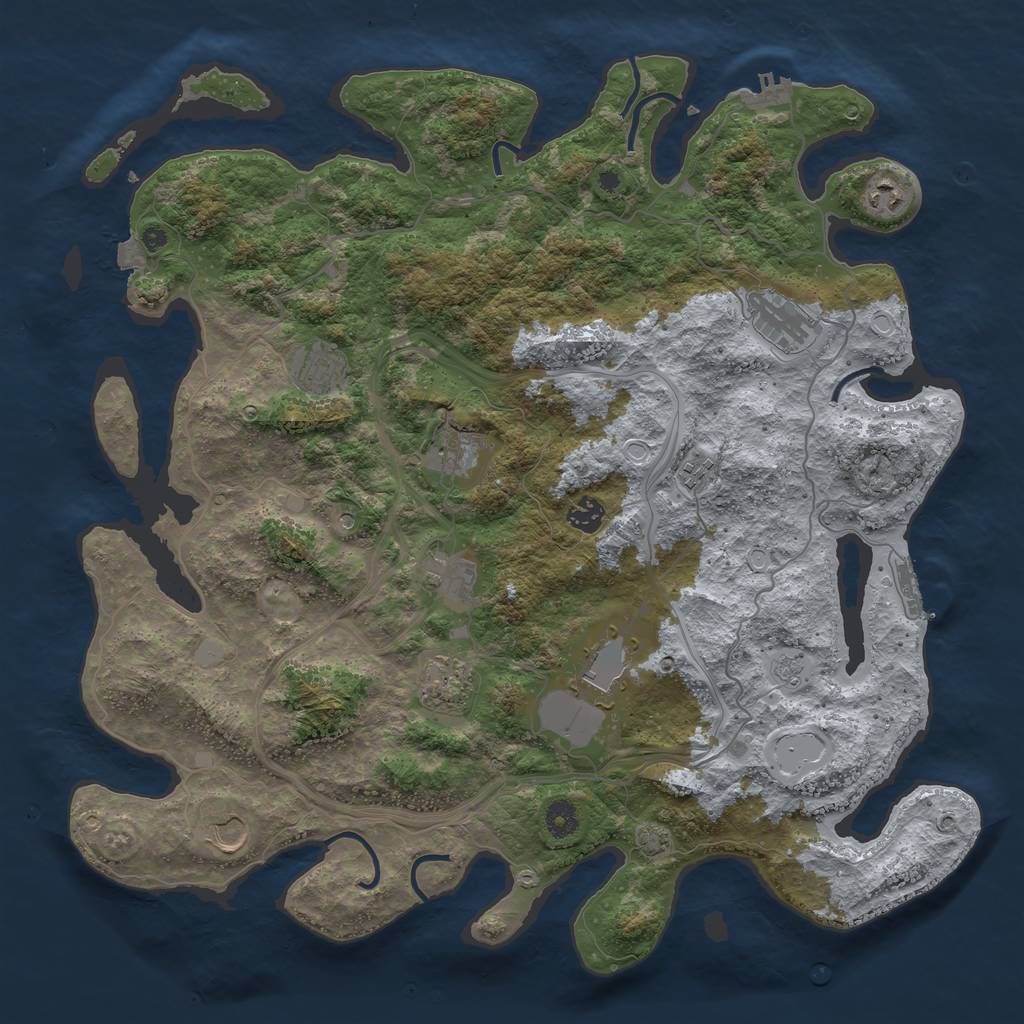 Rust Map: Procedural Map, Size: 4300, Seed: 91580979, 18 Monuments