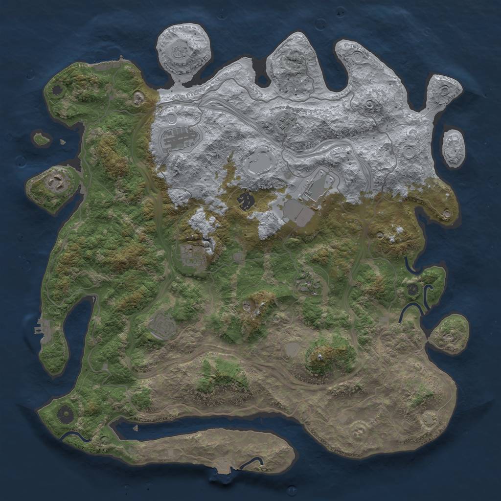 Rust Map: Procedural Map, Size: 4400, Seed: 36678252, 16 Monuments