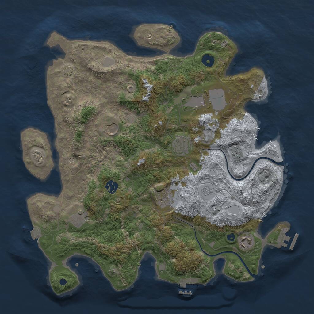 Rust Map: Procedural Map, Size: 3750, Seed: 52781591, 14 Monuments