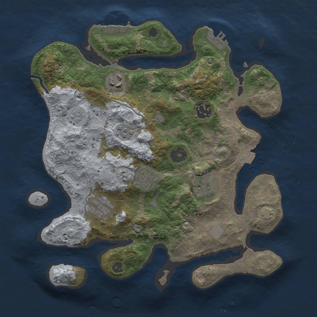 Rust Map: Procedural Map, Size: 3000, Seed: 73468145, 13 Monuments