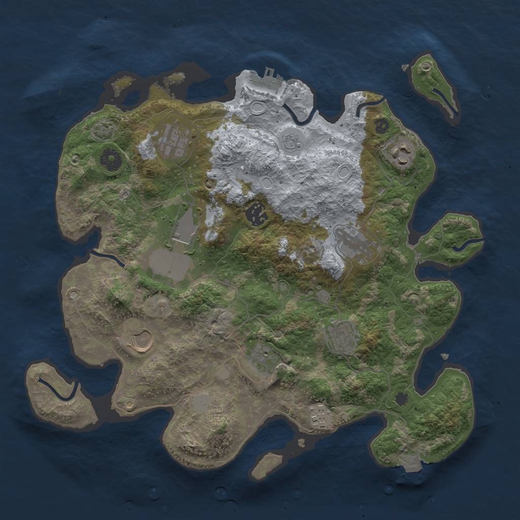 Rust Map: Procedural Map, Size: 3500, Seed: 283234684, 15 Monuments