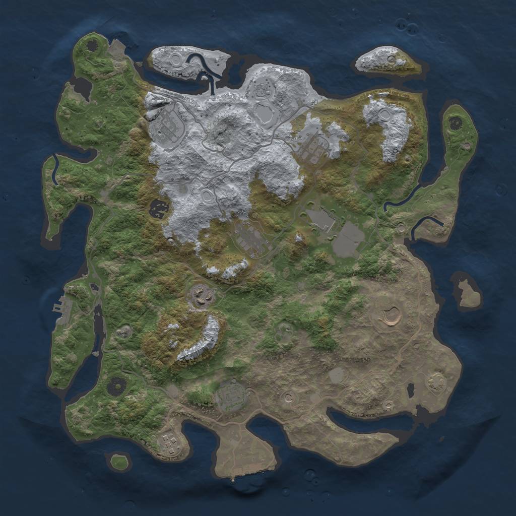 Rust Map: Procedural Map, Size: 4000, Seed: 333791013, 17 Monuments
