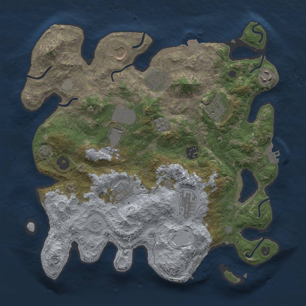 Rust Map: Procedural Map, Size: 3500, Seed: 839861286, 17 Monuments