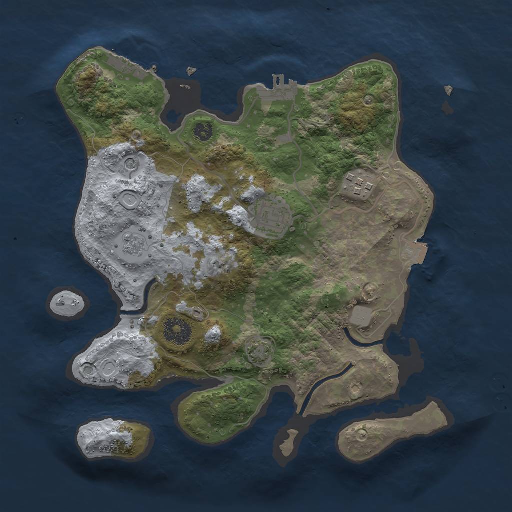 Rust Map: Procedural Map, Size: 2750, Seed: 73468145, 10 Monuments
