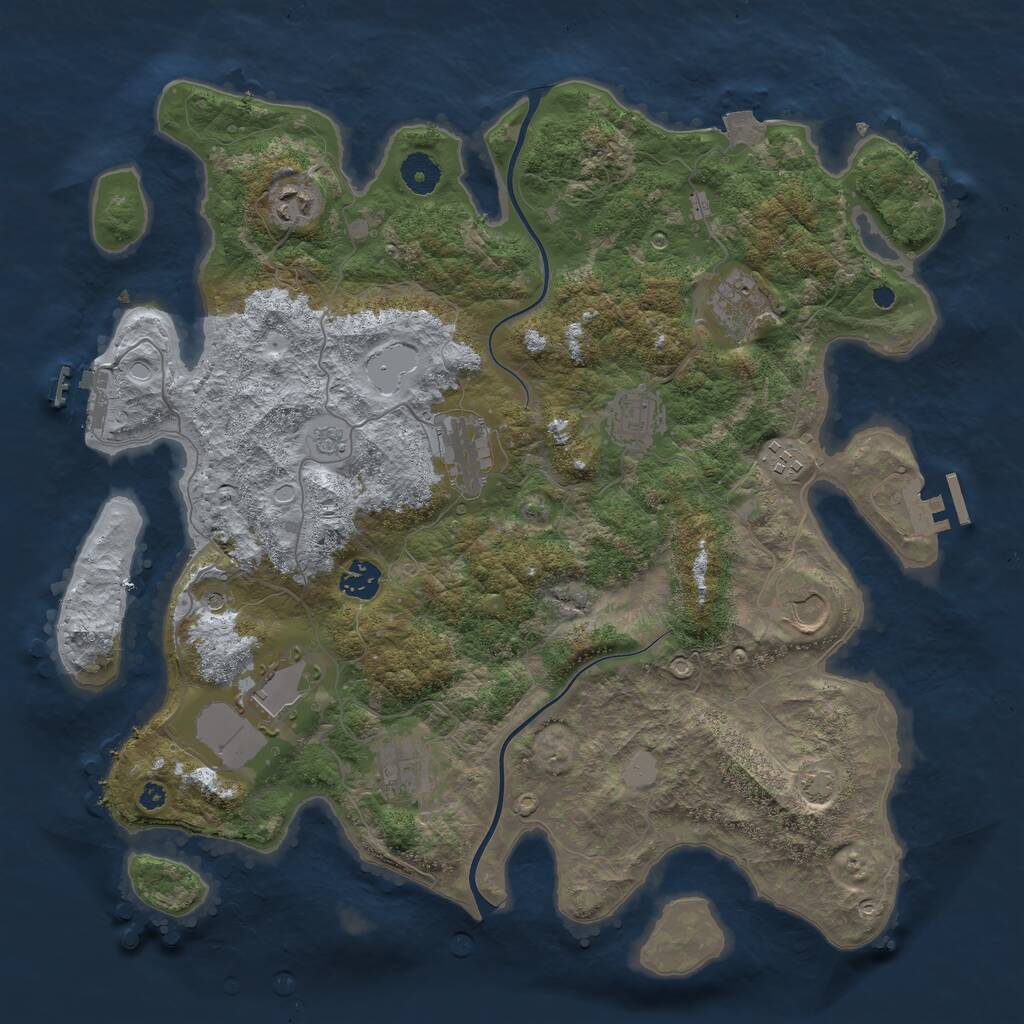 Rust Map: Procedural Map, Size: 3900, Seed: 27961340, 15 Monuments