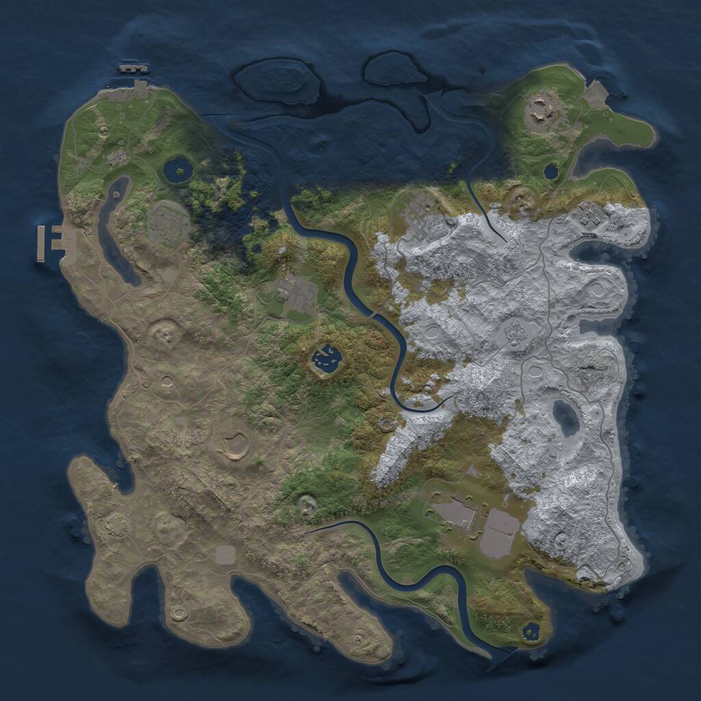 Rust Map: Procedural Map, Size: 3850, Seed: 22077787, 14 Monuments