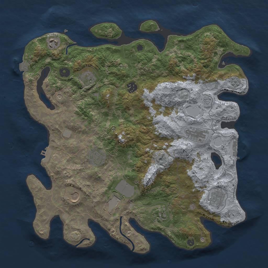 Rust Map: Procedural Map, Size: 3850, Seed: 22077787, 18 Monuments
