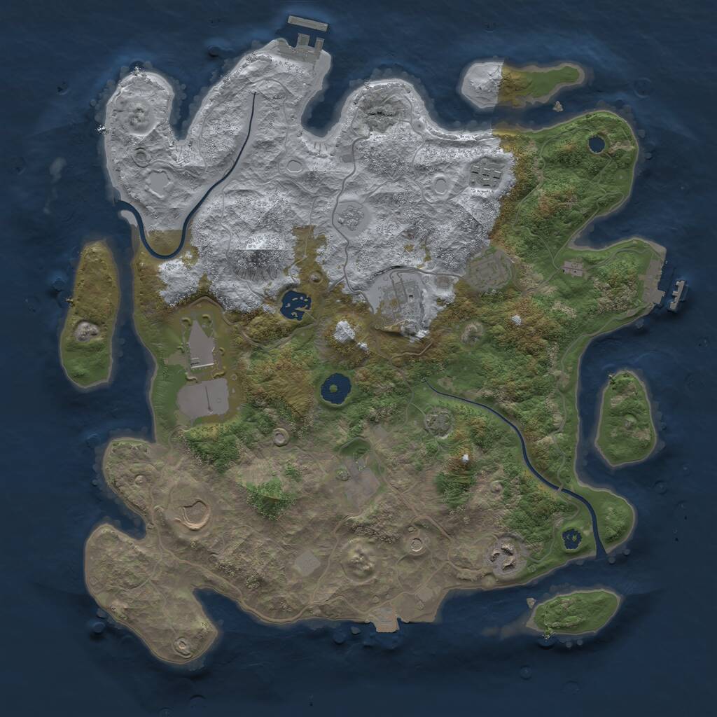 Rust Map: Procedural Map, Size: 3650, Seed: 63733392, 14 Monuments