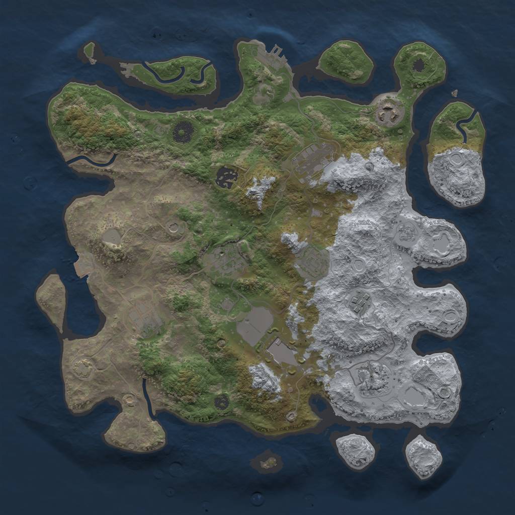 Rust Map: Procedural Map, Size: 3550, Seed: 59587255, 16 Monuments
