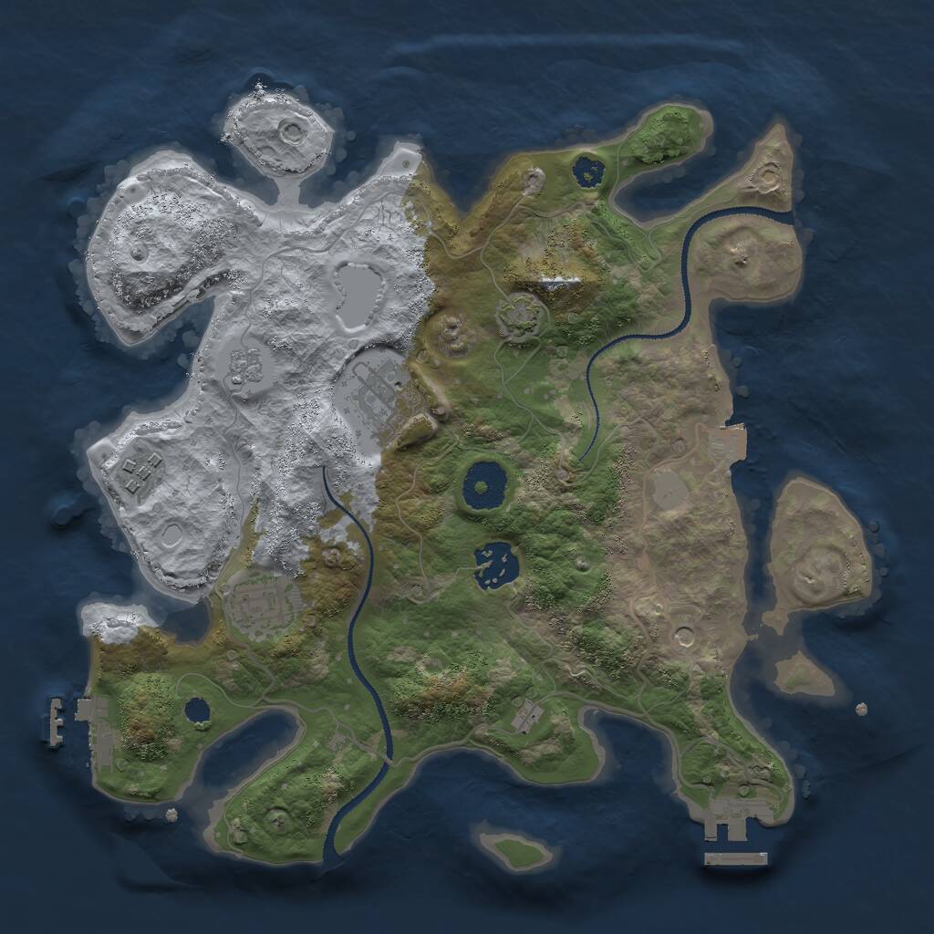 Rust Map: Procedural Map, Size: 3000, Seed: 2006041194, 10 Monuments