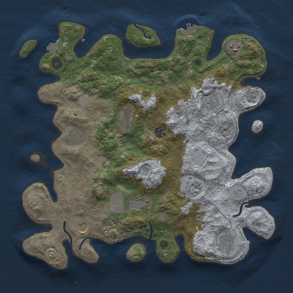 Rust Map: Procedural Map, Size: 3850, Seed: 31985550, 17 Monuments