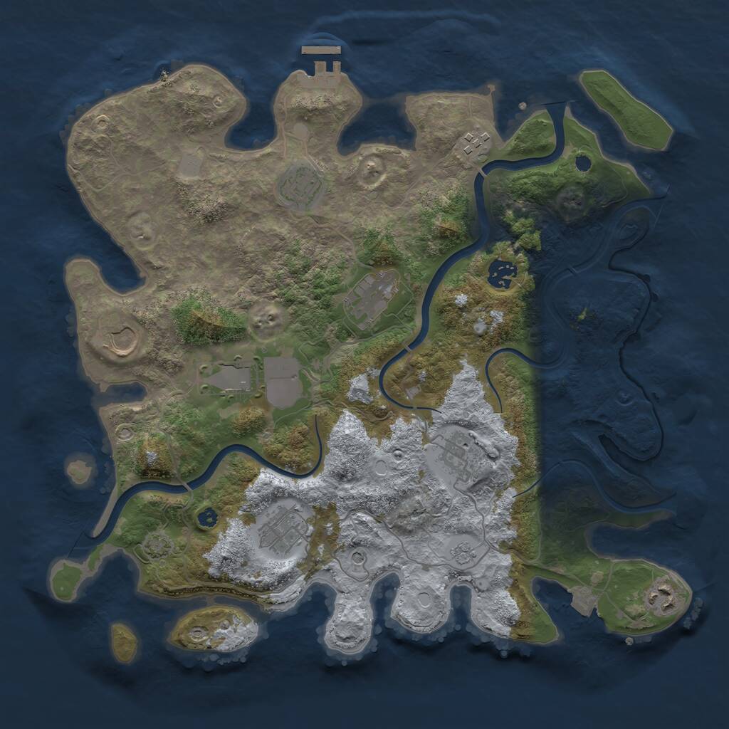 Rust Map: Procedural Map, Size: 3750, Seed: 97536252, 14 Monuments