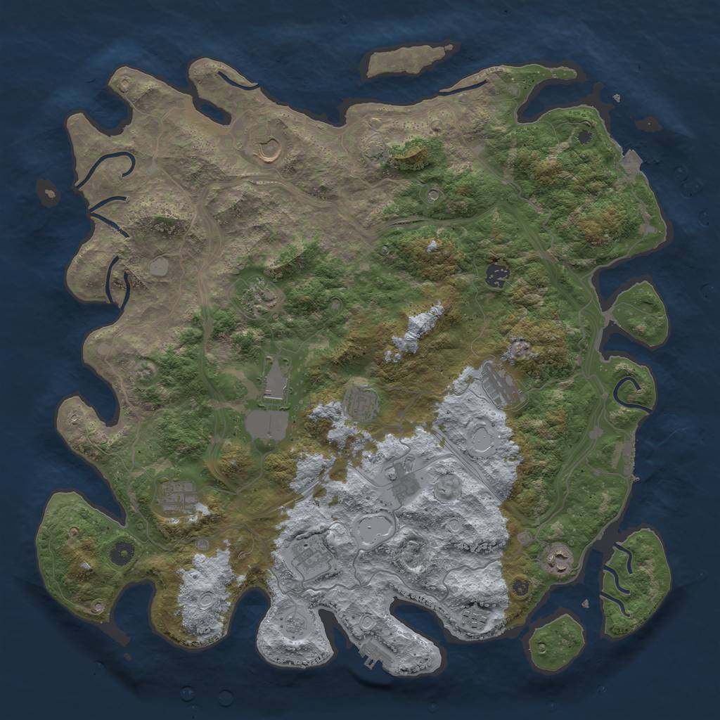 Rust Map: Procedural Map, Size: 4500, Seed: 2141339108, 19 Monuments
