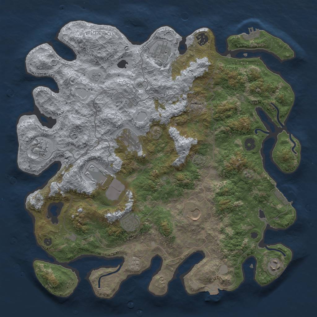 Rust Map: Procedural Map, Size: 4000, Seed: 944290853, 17 Monuments