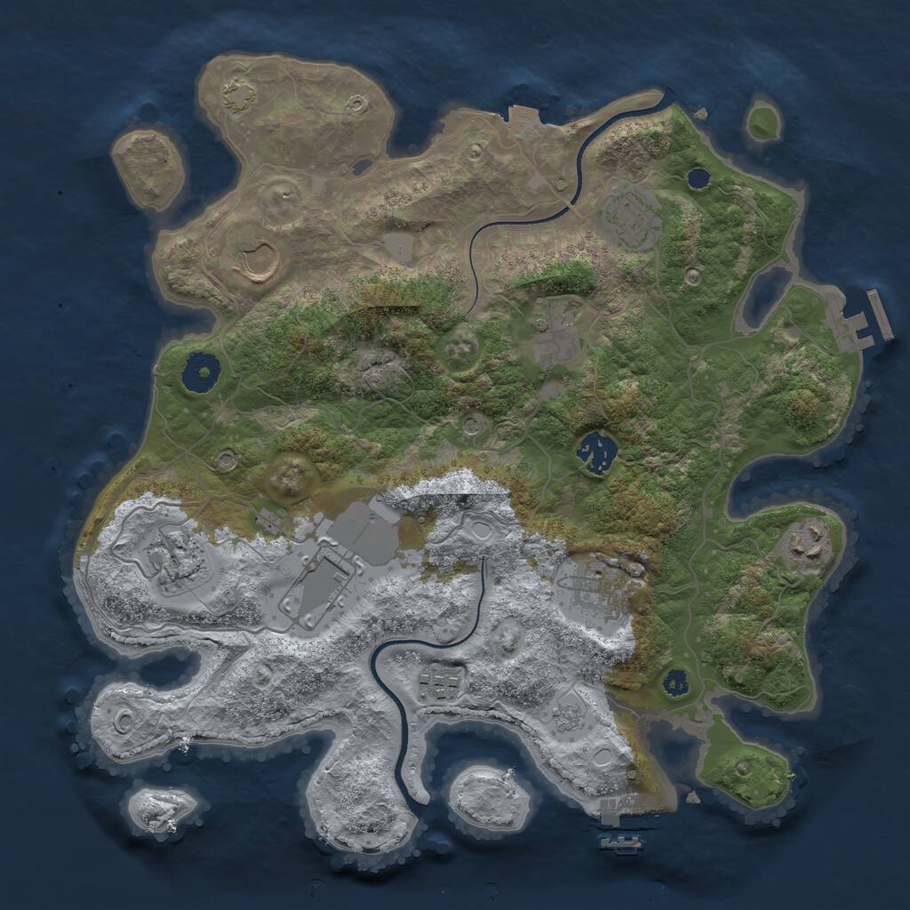 Rust Map: Procedural Map, Size: 3500, Seed: 148380250, 15 Monuments