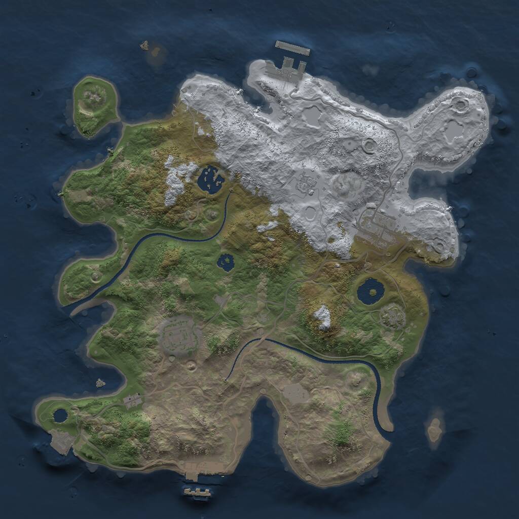 Rust Map: Procedural Map, Size: 3000, Seed: 16291, 8 Monuments
