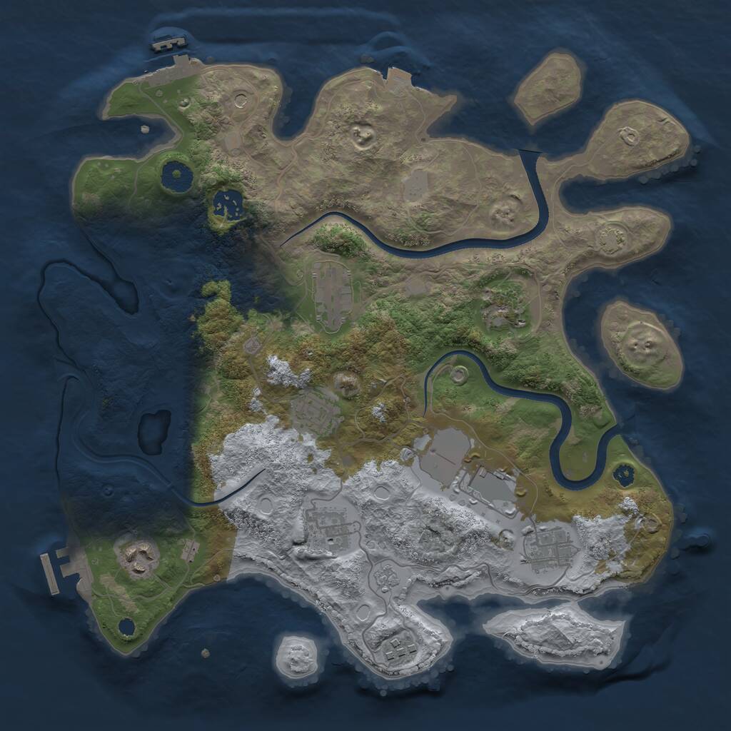 Rust Map: Procedural Map, Size: 3500, Seed: 8584938, 15 Monuments