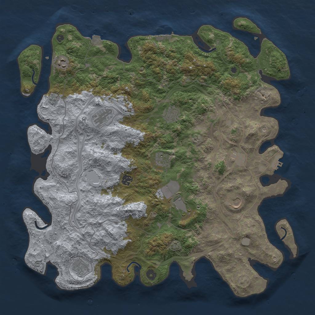 Rust Map: Procedural Map, Size: 4500, Seed: 546369175, 18 Monuments